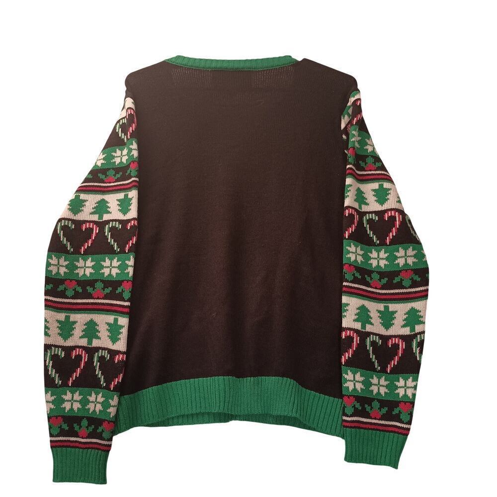 Christmas Sweater "Treat Your Elf" Ugly Sweater Sequins PomPom Bells NWT Size LG - Picture 2 of 10